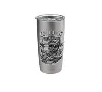 Yorkshire Terrier Drinking ice Coffee on a Swing b&w DIGOR Stainless Steel Insulated Tumbler
