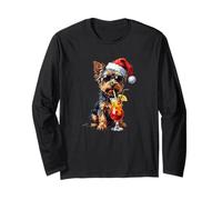 Yorkshire Terrier Enjoying Christmas Spirit for Dog Lovers Long Sleeve T-Shirt