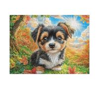 Yorkshire Terrier Fall Farm 500 Piece Jigsaw Puzzle for Adults Teens Craft Room Decor Creative Project Whimsical Artwork for Crafters 500 PCS