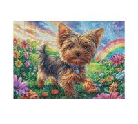 Yorkshire Terrier Fall Garden 300 Piece Jigsaw Puzzle for Adults Teens Dorm Room Decor Study Break Challenging Puzzle Great Gift for College 300 PCS