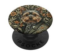 Yorkshire Terrier Gentleman Vintage Floral Style PopSockets Adhesive PopGrip