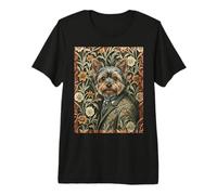 Yorkshire Terrier Gentleman Vintage Floral Style Premium T-Shirt