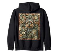 Yorkshire Terrier Gentleman Vintage Floral Style Zip Hoodie