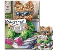 Yorkshire Terrier Go Toilet 1000 Piece Jigsaw Jigsaw Puzzles Challenging Brain Teaser, Family Activity, Home Decor, 50x75CM/19.68x29.52inch