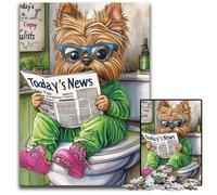 Yorkshire Terrier Go Toilet 1000 Piece Jigsaw Puzzle Impossible Jigsaw Puzzles for Adults Ideal for Teenagers & Collectors, Travel Gift, Family Activity 26X38CM/10.23x14.96inch