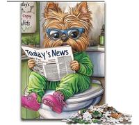 Yorkshire Terrier Go Toilet 1000 Pieces Puzzle Gifts Wooden Jigsaw Puzzles for Adults for Home Decor & Holiday Fun size : 50x75cm