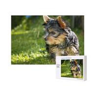 Yorkshire Terrier Green Grass Cute Dogs,300 Pieces Wooden Jigsaw Family Game Jigsaw Puzzles for Adults Teens Home Decor
