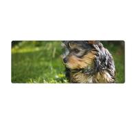 Yorkshire Terrier Green Grass Cute Dogs,Mouse Pad Large Desk Pad Computer Keyboard Mouse Mat With Non Slip Rubber Base 30 x 80 cm