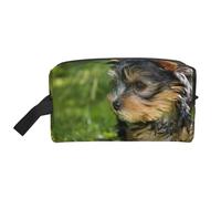 Yorkshire Terrier Green Grass Cute DogsMakeup Trave Bag for Women,Cosmetic Large Capacity Organizer