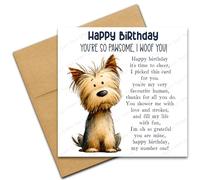 Yorkshire Terrier Happy Birthday Card from the Dog for Mum or Dad, You're So Pawsome I Woof You, Dog Lover Card with Poem Verse, Cartoon Doodle
