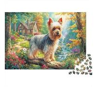 Yorkshire Terrier Heavyweight Paper Yorkshire Terrier on Log by Stream Jigsaw Puzzle for Seniors Relaxing Secret Santa Gift 70x50cm/1000pcs