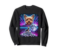 Yorkshire Terrier Howling to The Moon Meme 90s synthwave Sweatshirt