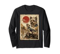 Yorkshire Terrier Howling Vintage Ukiyo-e Japanese Art Long Sleeve T-Shirt