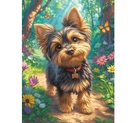 Yorkshire Terrier in A Flower Meadow 500 Pieces Classic Jigsaw Puzzle Wildlife Pet Puzzle for Adults Concentration Training Wall Art Mental Exercise Halloween Durable Cardboard 500 PCS