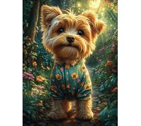 Yorkshire Terrier in Floral Pajamas 300 Pc Classic Jigsaw Puzzle Wildlife Pet Puzzle for Adults Hard Challenging Hobby Home Decor Poster Sturdy Creativity & Gift Giving 300 PCS