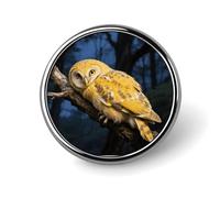 Yorkshire Terrier in Maple Forest Lapel Pin Fashion Brooch Pin Cute Button Badges Round Button Pins Enamel Pins Metal Pinback for Hat Shirt Clothing Bags Decoration, Yellow snowy owl, Circular