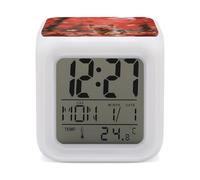 Yorkshire Terrier in Maple Forest Night Light Alarm Clock LED Display Alarms for Bedroom Smart Digital Alarm Clock Wtih 7 Colorful Ambient Lights Sleep Timer for Heavy Sleepers Simple Operation