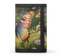 Yorkshire Terrier in Maple Forest Trifold Wallet Front Pocket Coin Purse - Slim Credit Card Holder for Men & Women, Colorful Butterfly, One Size, Classic