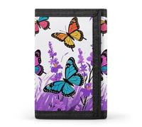 Yorkshire Terrier in Maple Forest Trifold Wallet Front Pocket Coin Purse - Slim Credit Card Holder for Men & Women, Colorful Butterflies, One Size, Classic