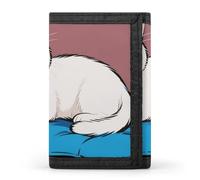 Yorkshire Terrier in Maple Forest Trifold Wallet Front Pocket Coin Purse - Slim Credit Card Holder for Men & Women, White Cat, One Size, Classic