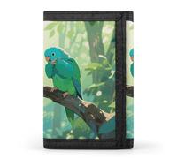 Yorkshire Terrier in Maple Forest Trifold Wallet Front Pocket Coin Purse - Slim Credit Card Holder for Men & Women, two Parakeets, One Size, Classic