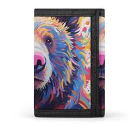Yorkshire Terrier in Maple Forest Trifold Wallet Front Pocket Coin Purse - Slim Credit Card Holder for Men & Women, Colorful Bear Painting, One Size, Classic