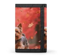 Yorkshire Terrier in Maple Forest Trifold Wallet Front Pocket Coin Purse - Slim Credit Card Holder for Men & Women, Yorkshire Terrier in Maple Forest, One Size, Classic