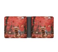 Yorkshire Terrier in Maple Forest Wallet for Men Bifold Rfid Blocking Slim Money Clip Front Pocket Wallet Card Holder