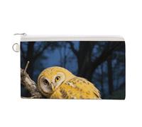 Yorkshire Terrier in Maple Forest Wallet for Men Women Canvas Coin Purse Zippered Change Holder with Secure Closure, Yellow snowy owl, One Size