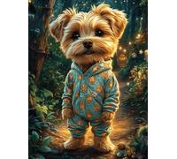 Yorkshire Terrier in Striped Pajamas 300 Piece Pack Classic Jigsaw Puzzle Wildlife Pet Couple Puzzle Partners Ultra Difficult Wall Decor Easter New Year Paperboard Material 300 PCS