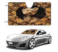 Yorkshire Terrier in The Cave Car Windshield Sun Shade - Reflector Sunshade Offers Ultimate Protection for Car Interior, Cool Reflective Sun Blocker Fits Small Sedans, Mini SUVs 55"x30"