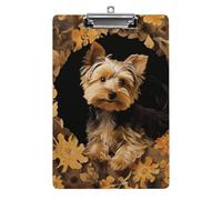 Yorkshire Terrier in The Cave Clipboard 8.5×12.5 Inch Acrylic Clip Board with Metal Clip A4 Letter Size Decorative Clipboard Cute Hanging Clipboards for Office, Teacher, Nurse, Doctor,