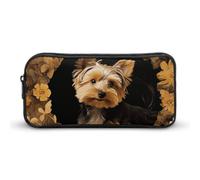 Yorkshire Terrier in The Cave Pencil Case - Large Aesthetic Makeup Bag Multi-Purpose Pencil Pouch Cute Cosmetic Bag with Zipper Closure for Office, Home, Study & Travel