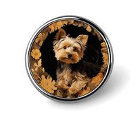 Yorkshire Terrier in The Cave Round Lapel Pins Backpack Pin Cute Brooch Decoration Brooches for Women Men Fashion Button Badges for Hat Backpacks Purses Jackets Shirt Suit