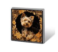 Yorkshire Terrier in The Cave Square Lapel Pins Backpack Pin Cute Brooch Decoration Brooches for Women Men Fashion Button Badges for Hat Backpacks Purses Jackets Shirt Suit