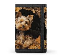 Yorkshire Terrier in The Cave Trifold Wallet Credit Card Purse Portable Outdoor Sports Wallets Pocket Coin Wallet with Id Window for Men Women, style, One Size