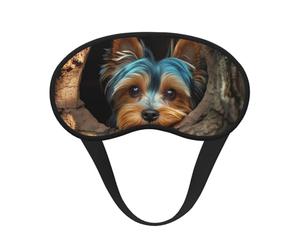 Yorkshire Terrier in Tree Hole Blackout Sleep Mask - Soft Adjustable Eye Mask for Full Light Blocking, Deep Sleep, Travel & Relaxation