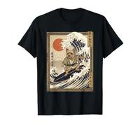 Yorkshire Terrier Japanese Surfing Kanagawa Wave Samurai Dog T-Shirt