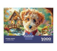 Yorkshire Terrier Jigsaw Puzzle 1000 Pc Recycled Paper Puzzle Yorkshire Terrier Red Bandana & Farm Backdrop for Adults Impossible Hard Game Challenging Family Game Gift 38x26cm/1000pcs
