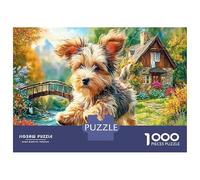 Yorkshire Terrier Jigsaw Puzzle 1000 Piece Recycled Paper Yorkshire Terrier Playful Farm Backdrop for Adults Kids Educational Game Decompression Great Gift Idea 70x50cm/1000pcs