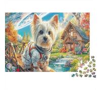 Yorkshire Terrier Jigsaw Puzzle 1000 Pieces Premium Cardstock for Seniors Brain Training for Family Lovers 52x38cm/1000pcs