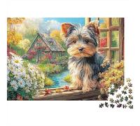 Yorkshire Terrier Jigsaw Puzzle 1000 Pieces Silky Tiny Charming Yorkshire Terriers Paper Jigsaw for Focus, Stress Relief And Family Leisure Time 38x26cm/1000pcs