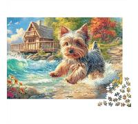 Yorkshire Terrier Jigsaw Puzzle 1000 Pieces Silky Tiny Charming Yorkshire Terriers Paper Puzzle for Focus, Relaxation And Enjoyable Home Entertainment 70x50cm/1000pcs