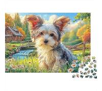 Yorkshire Terrier Jigsaw Puzzle 1000 Pieces Silky Tiny Charming Yorkshire Terriers Premium Paper Jigsaw for Focus Training, Calm Relaxation And Family Leisure 70x50cm/1000pcs