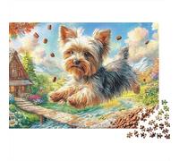Yorkshire Terrier Jigsaw Puzzle 1000 Pieces Silky Tiny Charming Yorkshire Terriers Premium Paper Jigsaw for Focus Training, Calm Relaxation And Family Leisure 52x38cm/1000pcs