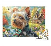 Yorkshire Terrier Jigsaw Puzzle 1000 Pieces Silky Tiny Charming Yorkshire Terriers Premium Paper Jigsaw for Focus Training, Calm Relaxation And Family Leisure 38x26cm/1000pcs