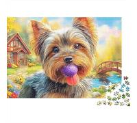 Yorkshire Terrier Jigsaw Puzzle 1000 Pieces Silky Tiny Charming Yorkshire Terriers Premium Paper Jigsaw for Focus Training, Calm Relaxation And Family Leisure 38x26cm/1000pcs
