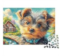 Yorkshire Terrier Jigsaw Puzzle 1000 Pieces Silky Tiny Charming Yorkshire Terriers Premium Paper Puzzle for Stress Relief, Focus Training And Family Leisure Time 38x26cm/1000pcs