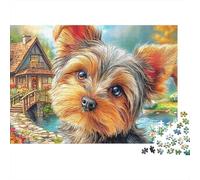 Yorkshire Terrier Jigsaw Puzzle 1000 Pieces Silky Tiny Charming Yorkshire Terriers Premium Paper Puzzle for Stress Relief, Calming Brain Game And Home Leisure 52x38cm/1000pcs