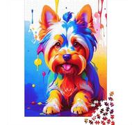 Yorkshire Terrier Jigsaw Puzzle 1000Pc Recycled Paper for Adults Pop Art DogPuzzle Difficult Challenging Home Activity Festivals Celebration Gifts 70x50cm/1000pcs